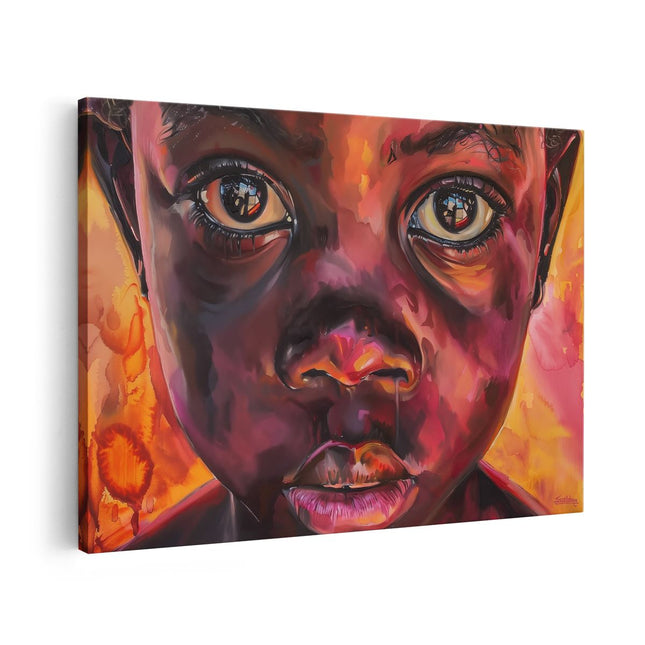 Canvas schilderij vooraanzicht Kunstwerk van het Gezicht van een Kind