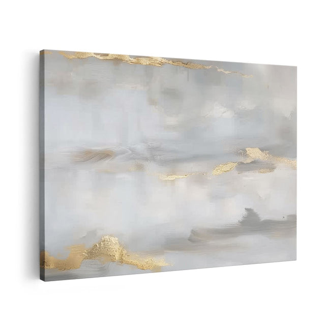 Canvas schilderij vooraanzicht Abstract Kunstwerk met Goud en Zilver