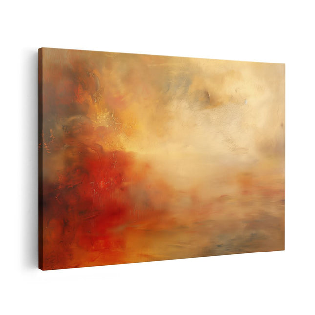 Canvas schilderij vooraanzicht Abstract Kunstwerk met Rode, Gele en Oranje Kleuren