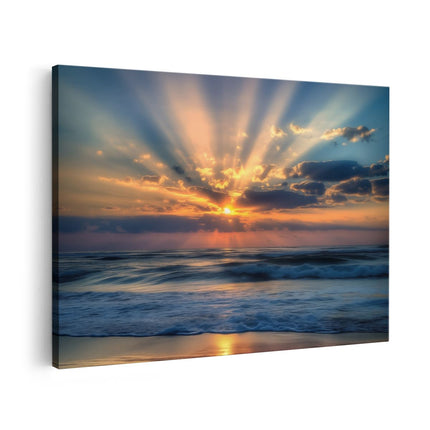 Canvas schilderij vooraanzicht De Zon schijnt over de Oceaan