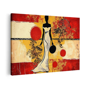 Canvas schilderij vooraanzicht Vrouw in een Witte Jurk