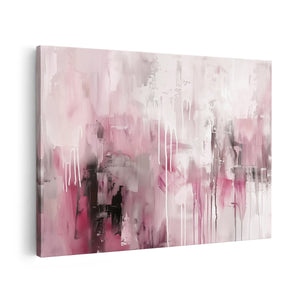 Canvas schilderij vooraanzicht Abstract Kunstwerk in Roze en Zwart