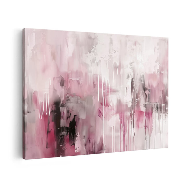 Canvas schilderij vooraanzicht Abstract Kunstwerk in Roze en Zwart