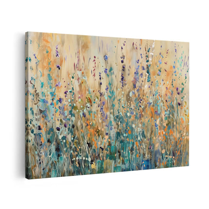 Canvas schilderij vooraanzicht Abstract Kunstwerk van een Veld met Bloemen