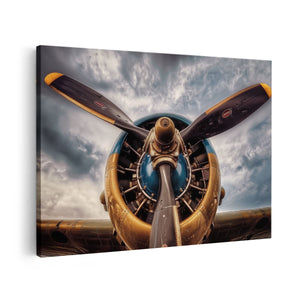 Canvas schilderij vooraanzicht Propeller in een Vliegtuig