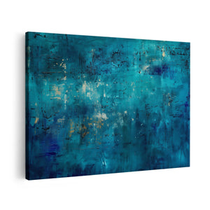 Canvas schilderij vooraanzicht Abstract Kunstwerk met Blauw en Goud
