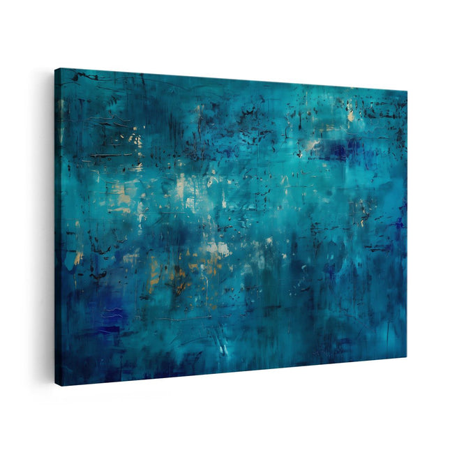 Canvas schilderij vooraanzicht Abstract Kunstwerk met Blauw en Goud
