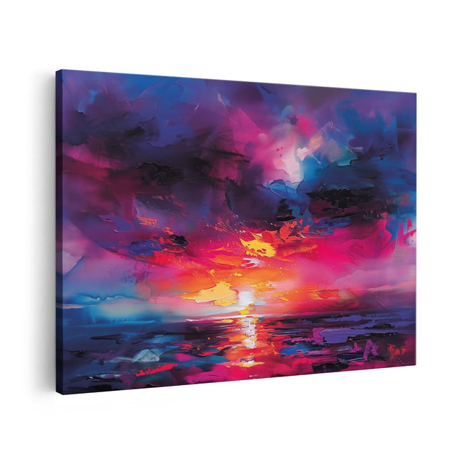 Canvas schilderij vooraanzicht Abstract Kunstwerk van een Zonsondergang