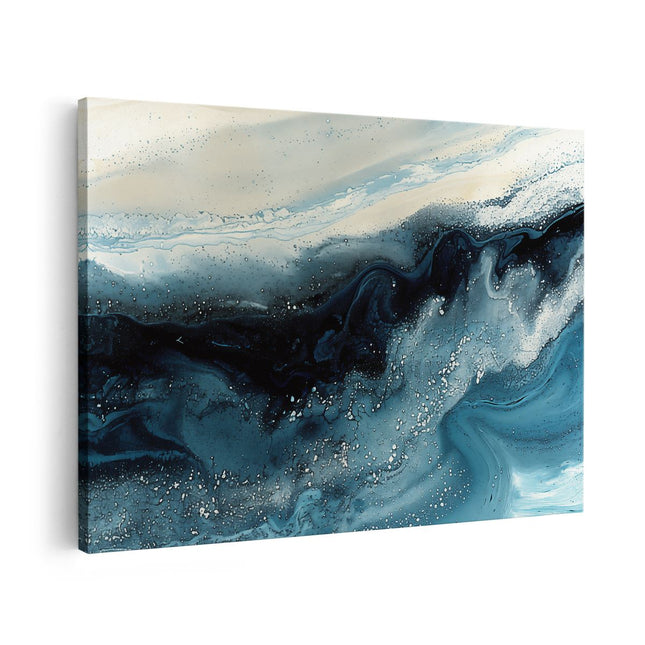 Canvas schilderij vooraanzicht Blauw en Wit Kunstwerk