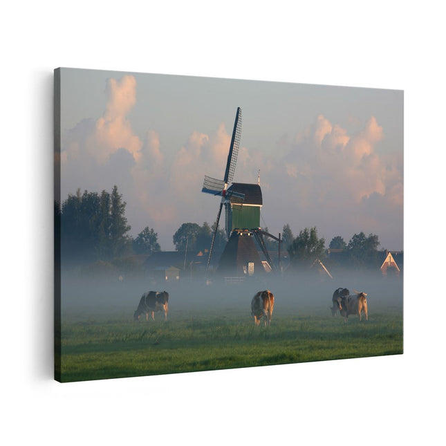 Canvas schilderij vooraanzicht Landschap met Koeien