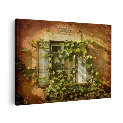 Canvas schilderij vooraanzicht Raam met Luiken
