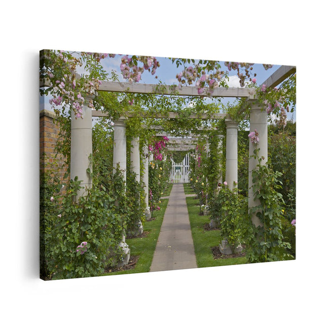 Canvas schilderij vooraanzicht Tunnel Roze Bloemen