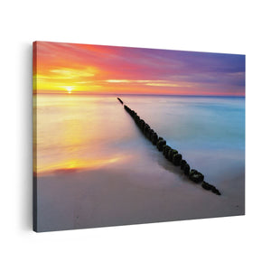 Canvas schilderij vooraanzicht Ondergaande Zon
