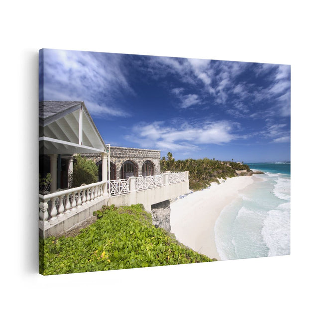 Canvas schilderij vooraanzicht Het Strandhuis