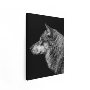 Canvas Schilderij Staand Wolvenkop - Wolf - Zwart Wit