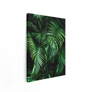 Canvas Schilderij Staand Tropische Palm Bladeren - Groen
