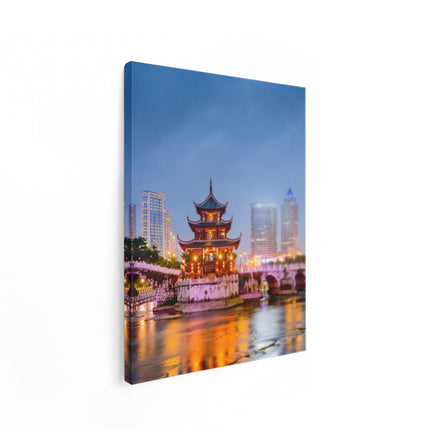 Canvas Schilderij Staand Rivier bij Stad Guiyang in China