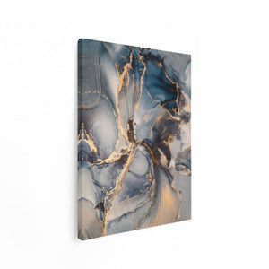 Canvas Schilderij Staand Abstracte Luxe Kunst - Zwart met Goud