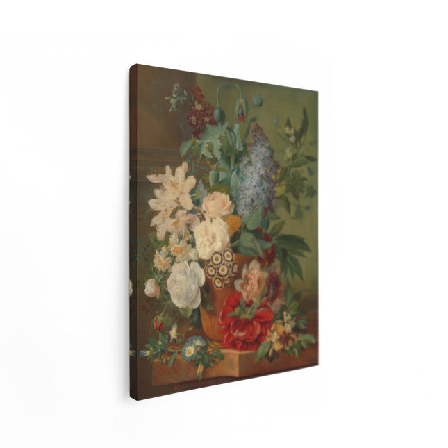 Canvas Schilderij Staand Bloemen in een Terracotta Vaas - Albertus Jonas Brandt