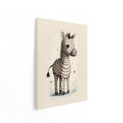 Canvas Schilderij Staand Schattige Zebra