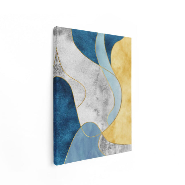 Canvas Schilderij Staand Abstracte Kunst Blauw met Goud
