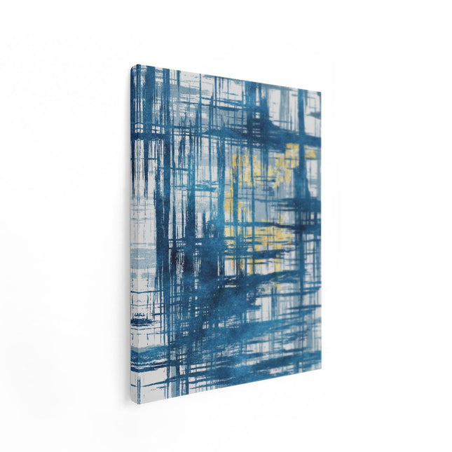 Canvas Schilderij Staand Abstracte Kunst Blauw met Goud