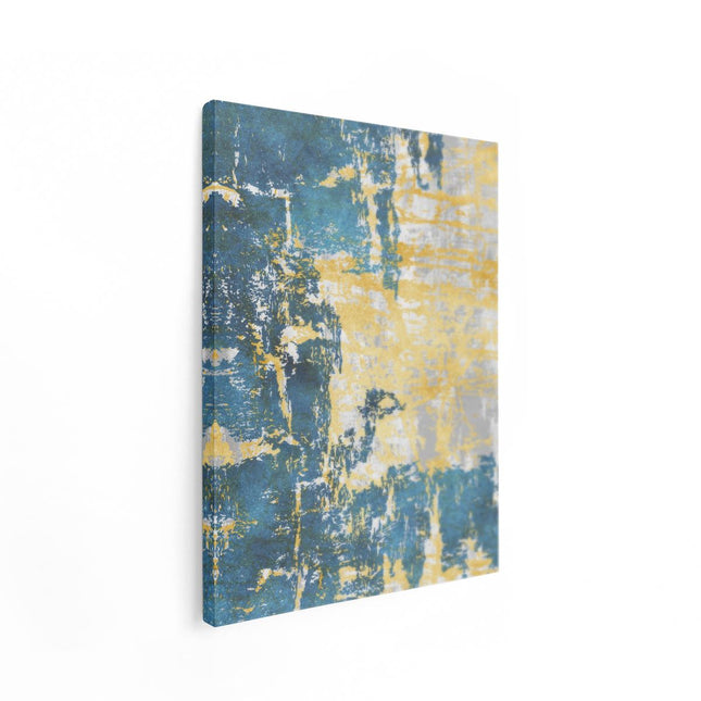 Canvas Schilderij Staand Abstracte Kunst Blauw met Goud