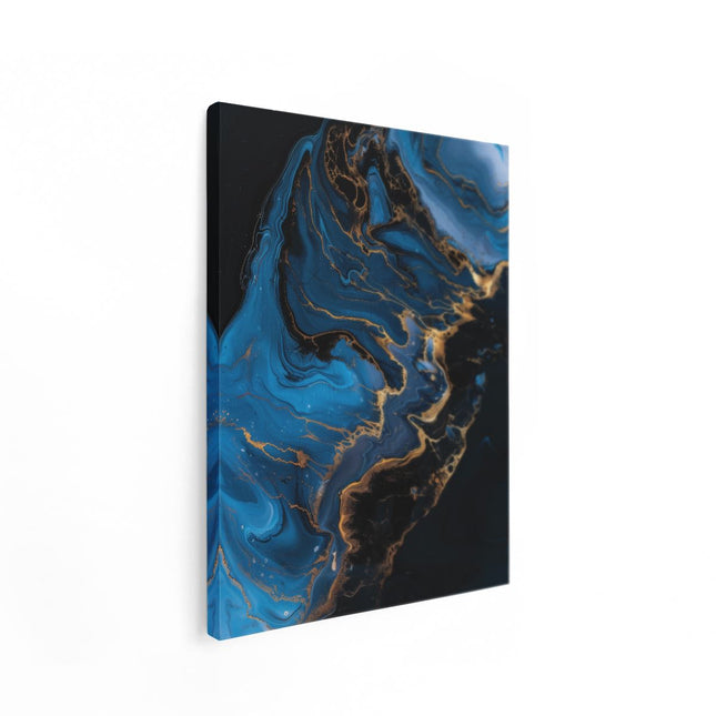 Canvas Schilderij Staand Blauwe en Gouden Wervelingen in het Water