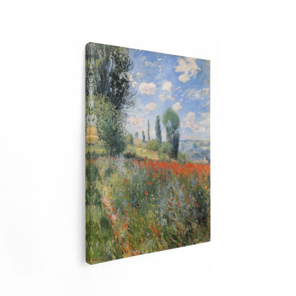 Canvas Schilderij Staand Claude Monet - Klaprozenveld