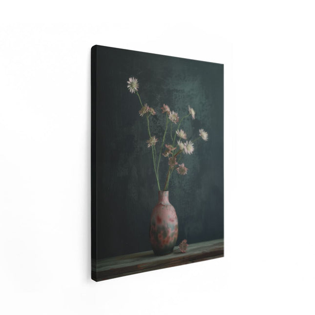 Canvas Schilderij Staand Bloemen in een Vaas op een Tafel