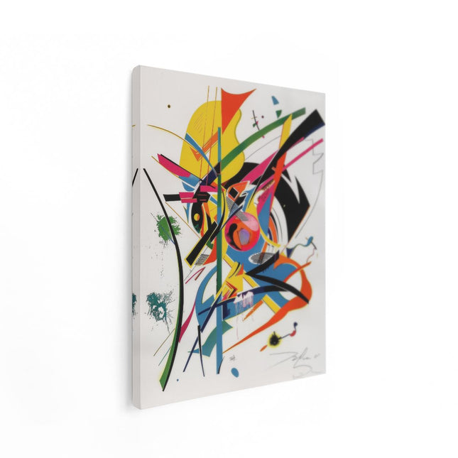 Canvas Schilderij Staand Abstract Kunstwerk met veel Kleuren