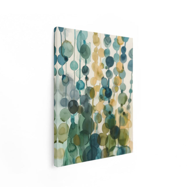 Canvas Schilderij Staand Aquarelkunstwerk van Blauwe, Groene en Gele Kralen