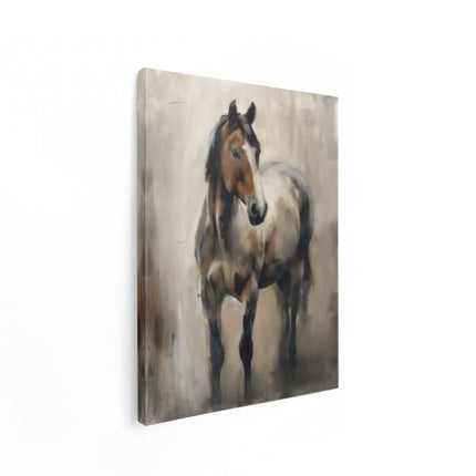 Canvas Schilderij Staand Olieverfschilderij van een Paard