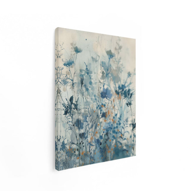 Canvas Schilderij Staand Aquarelkunstwerk van Blauwe Bloemen