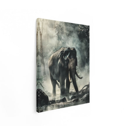 Canvas Schilderij Staand Grote Olifant die door een Bos loopt