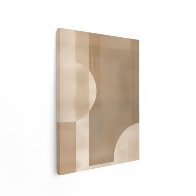Canvas Schilderij Staand Beige en Wit Abstract Beeld