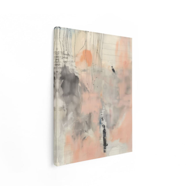 Canvas Schilderij Staand Abstract Kunstwerk met een Roze Achtergrond