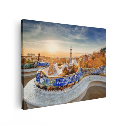 Canvas Schilderij Vooraanzicht Park Güell in Barcelona