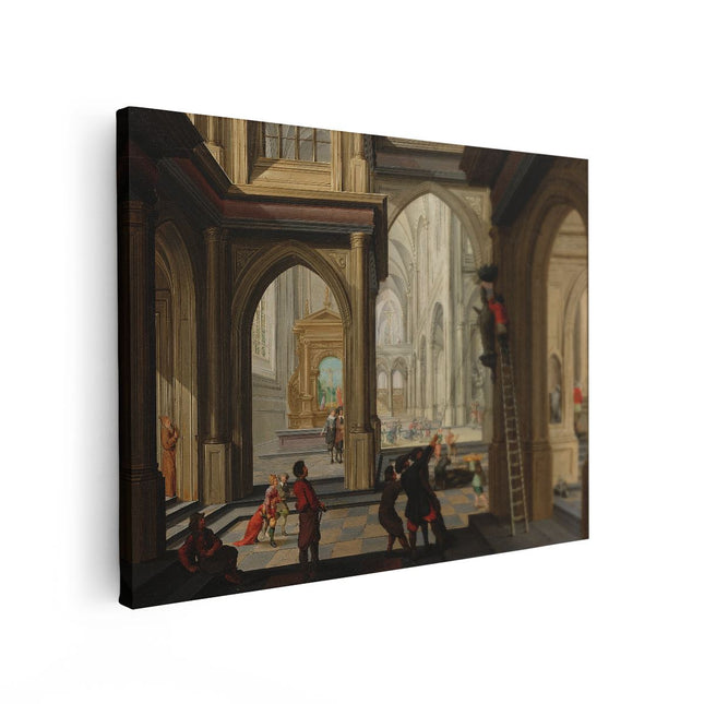 Canvas Schilderij Vooraanzicht Beeldenstorm in een Kerk - Dirck van Delen