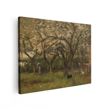 Canvas Schilderij Vooraanzicht Bloeiende Bomen in een Boomgaard - Geo Poggenbeek