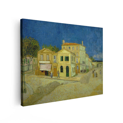 Canvas Schilderij Vooraanzicht Het Gele Huis - Vincent van Gogh