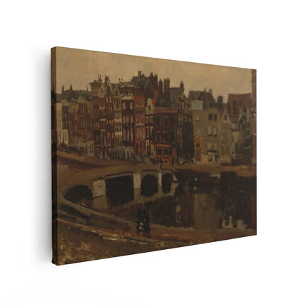 Canvas Schilderij Vooraanzicht Het Rokin in Amsterdam - George Hendrik Breitner