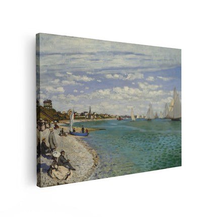 Canvas Schilderij Vooraanzicht Regatta in Sainte-Adresse - Claude Monet