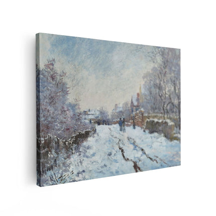 Canvas Schilderij Vooraanzicht Sneeuw in Argenteuil - Claude Monet