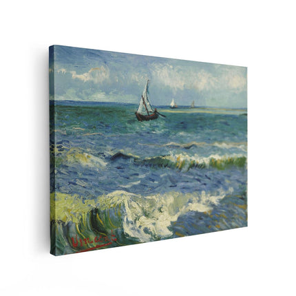 Canvas Schilderij Vooraanzicht Zeegezicht bij Les Saintes-Maries-de-la-Mer - Vincent van Gogh