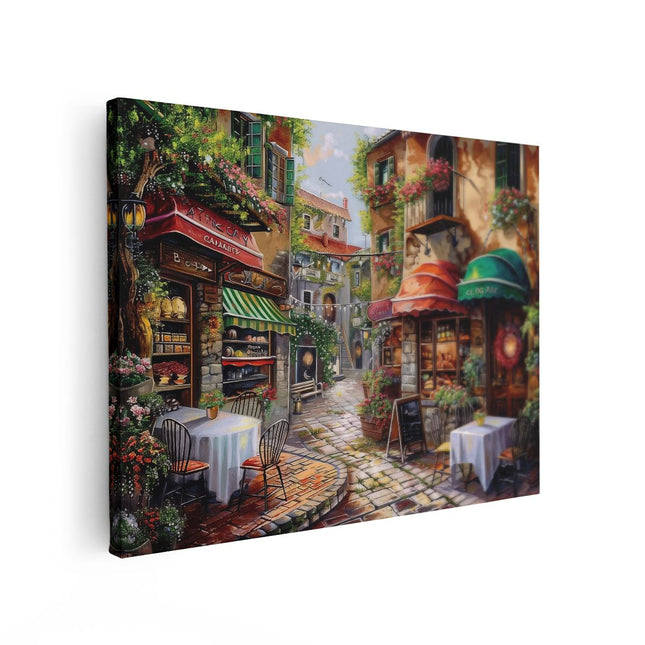 Canvas Schilderij Vooraanzicht Kunstwerk van een Straat in Italië