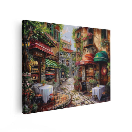 Canvas Schilderij Vooraanzicht Kunstwerk van een Straat in Italië