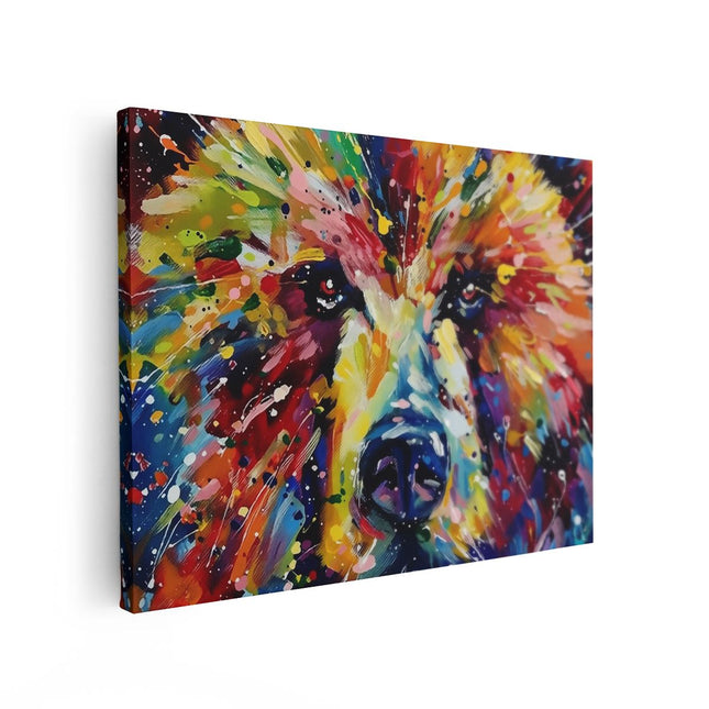 Canvas Schilderij Vooraanzicht Kleurrijk Kunstwerk van een Beer