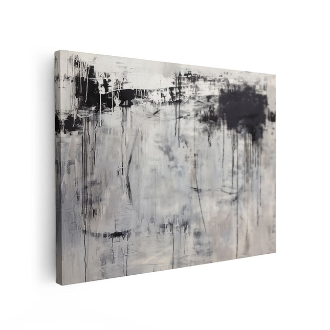 Canvas Schilderij Vooraanzicht Abstract Kunstwerk met Zwart Witte Splatters