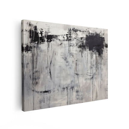 Canvas Schilderij Vooraanzicht Abstract Kunstwerk met Zwart Witte Splatters